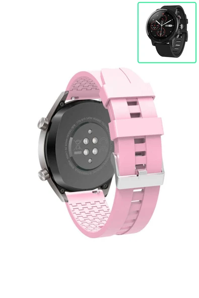 KRETON KRETON Amazfit Pace 2 Stratos Akıllı Saat Ile Uyumlu Kaliteli Tokalı Siyah Silikon Kordon Kayış - Resim 4