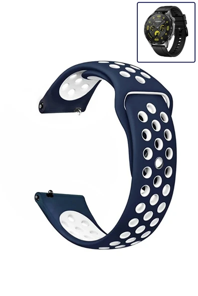 KRETON KRETON Huawei Watch Gt4 46mm Uyumlu Kordon Yumuşak Dokulu Delikli Desenli Silikon Kayış - Resim 6