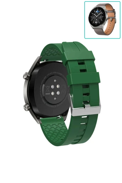 KRETON KRETON Huawei Watch Gt3 Pro 46mm Akıllı Saat Ile Uyumlu Kaliteli Tokalı Siyah Silikon Kordon Kayış - Resim 3