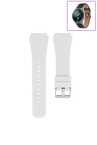 KRETON KRETON Samsung Galaxy Watch 3 45mm Akıllı Saat Uyumlu Tırtık Desenli Silikon Kordon Kayış - Resim 12