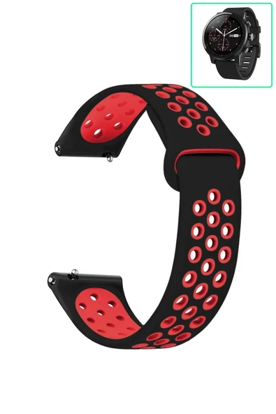 KRETON KRETON Amazfit Pace 2 Stratos Uyumlu Kordon Yumuşak Dokulu Delikli Desenli Silikon Kayış - Resim 6