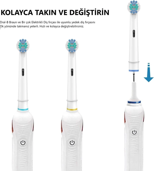 Soft Bristles Oral-B Uyumlu Yedek Diş Fırçası Başlıkları 4 Lü - Resim 2