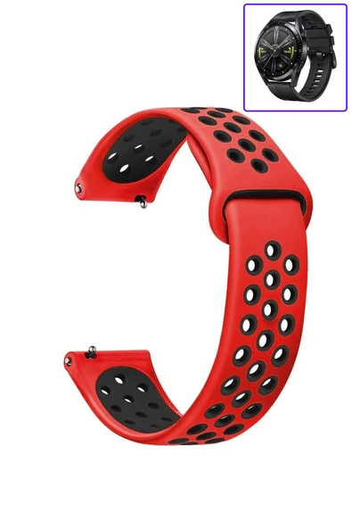 KRETON KRETON Huawei Watch Gt3 46mm Uyumlu Kordon Yumuşak Dokulu Delikli Desenli Silikon Kayış ürün görseli