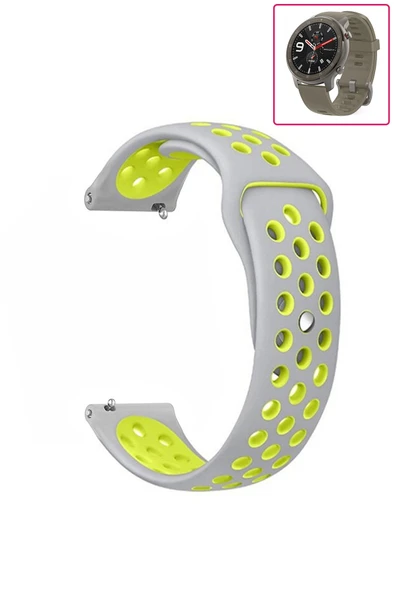 KRETON KRETON Amazfit GTR 47mm Uyumlu Kordon Yumuşak Dokulu Delikli Desenli Silikon Kayış - Resim 7