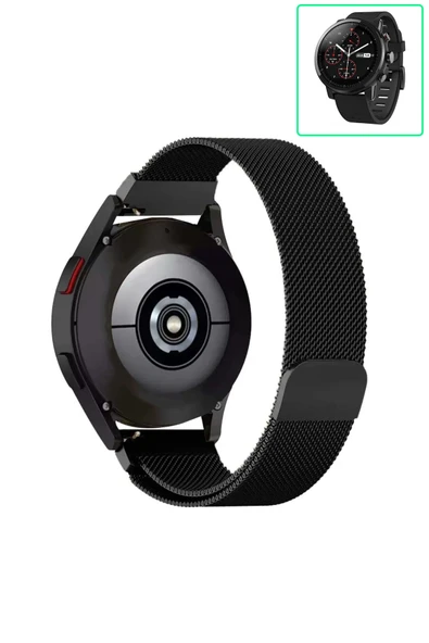 KRETON KRETON Amazfit Pace 2 Stratos Uyumlu Kordon Hasır Metal Örgü Tarz Mıknatıslı Milano Kayış - Resim 4