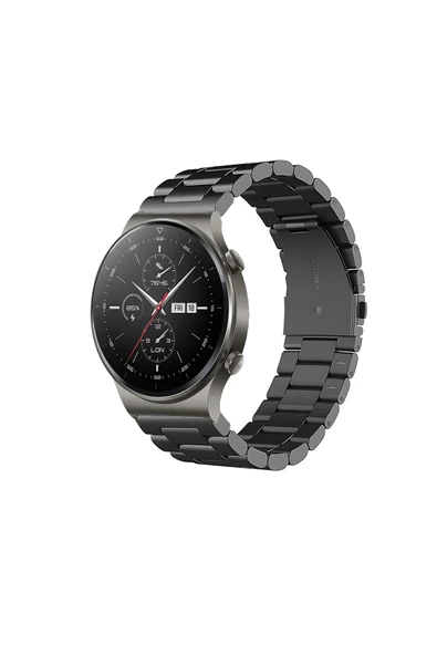 KRETON KRETON Huawei Watch Gt2 Pro Uyumlu GÜMÜŞ Kordon Klasik Baklava Model Paslanmaz Çelik Metal Kayış - 7