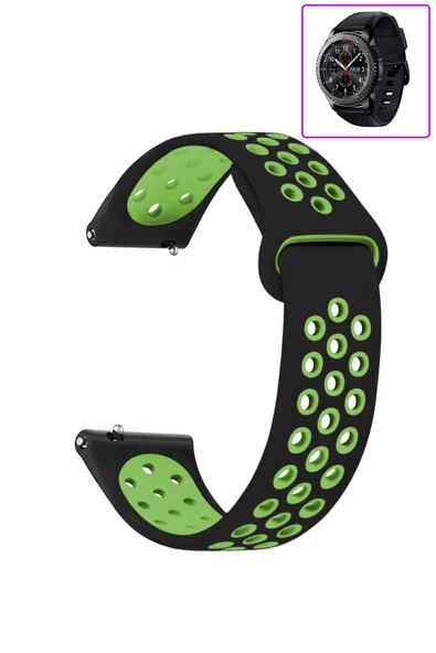 KRETON KRETON Samsung Gear S3 Frontier Uyumlu Kordon Yumuşak Dokulu Delikli Desenli Silikon Kayış - Resim 5