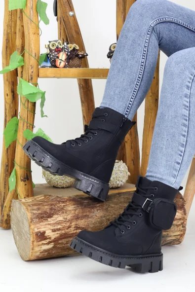 Emax Kadın Bağcıklı Fermuarlı Cüzdanlı Kalın Taban Postal Bot Kışlık Su Geçirmez ürün görseli