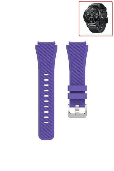 KRETON KRETON Honor Magic Watch 2 46mm Akıllı Saat Uyumlu Tırtık Desenli Silikon Kordon Kayış - Resim 6