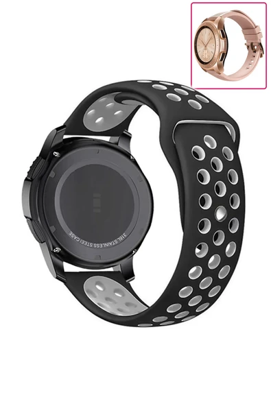 KRETON KRETON Samsung Galaxy Watch 42mm Uyumlu Kordon Yumuşak Dokulu Delikli Desenli Silikon Kayış - Resim 6