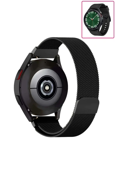 KRETON KRETON Samsung Galaxy Watch 6 Classic 43mm / 47mm Uyumlu Kordon Hasır Metal Örgü Mıknatıslı Milano Kayış - Resim 2