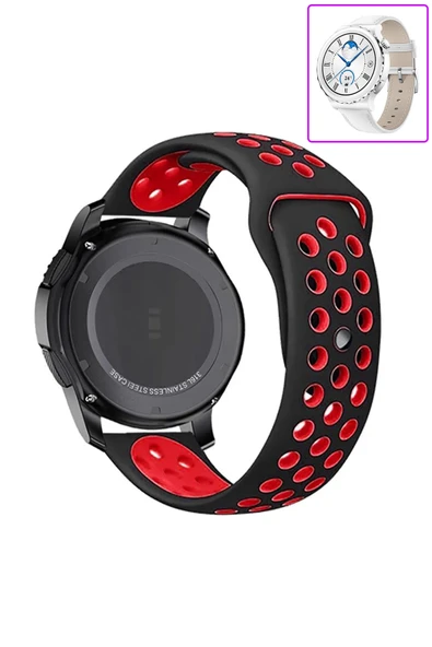 KRETON KRETON Huawei Watch Gt3 Pro 43mm Uyumlu Kordon Yumuşak Dokulu Delikli Desenli Silikon Kayış - Resim 8