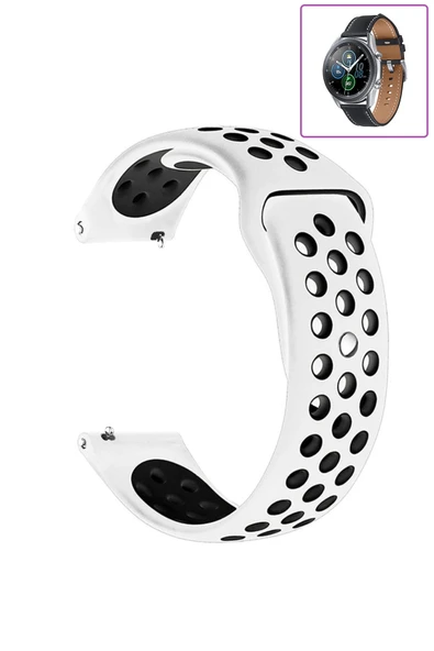 KRETON KRETON Samsung Galaxy Watch 3 45mm Uyumlu Kordon Yumuşak Dokulu Delikli Desenli Silikon Kayış - Resim 3