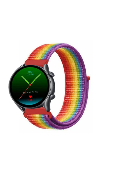 KRETON KRETON Amazfit GTR3-GTR3 PRO Uyumlu Spor Kumaş Desenli Cırt Cırtlı Kordon Kayış - Resim 2