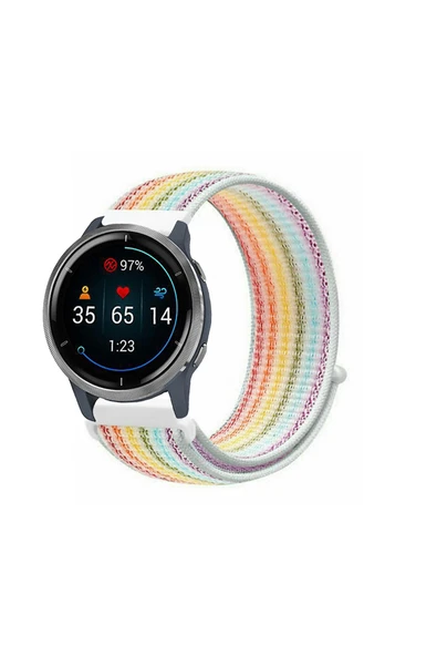 KRETON KRETON Garmin Venu 2 Uyumlu Spor Kumaş Desenli Cırt Cırtlı Kordon Kayış - Resim 9