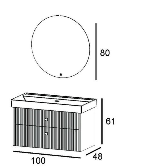 Denko Marsilya 100 cm (Beyoğlu Yeşil) Banyo Dolabı Takımı - Resim 3