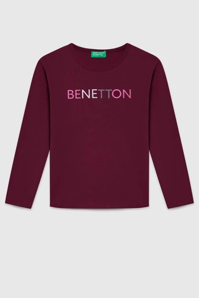 United Colors of Benetton Kız Çocuk  BNT-G23332 Uzun Kollu Tshirt Bordo ürün görseli