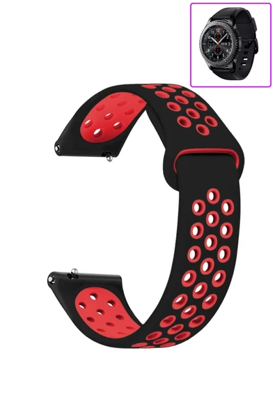 KRETON KRETON Samsung Gear S3 Frontier Uyumlu Kordon Yumuşak Dokulu Delikli Desenli Silikon Kayış - Resim 4