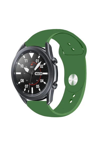 KRETON KRETON Samsung Galaxy Watch 3 45 mm Uyumlu Koyu Yeşil Kordon Yumuşak Dokulu Silikon Kayış ürün görseli