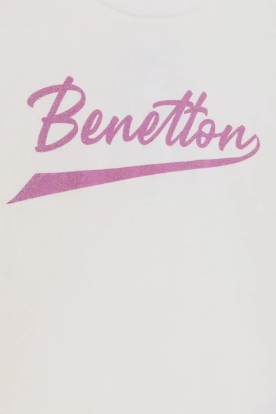 United Colors of Benetton Kız Çocuk  BNT-G23345 Benetton Sweatshirt Ekru - Resim 3