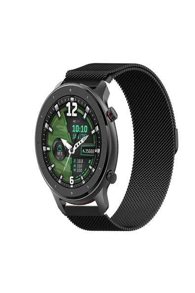KRETON KRETON Amazfit GTR 47mm Uyumlu Kordon Hasır Metal Örgü Tarz Mıknatıslı Milano Kayış - Resim 3