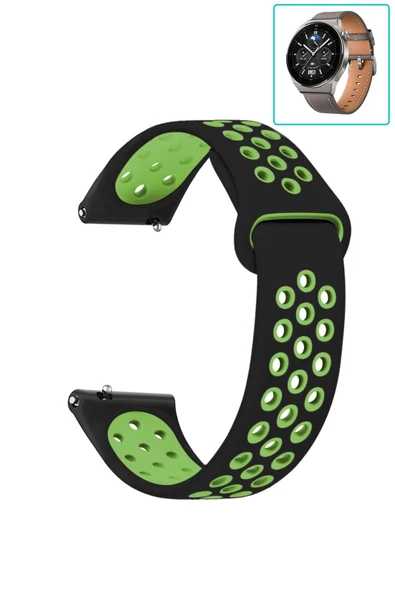 KRETON KRETON Huawei Watch Gt3 Pro 46mm Uyumlu Kordon Yumuşak Dokulu Delikli Desenli Silikon Kayış ürün görseli