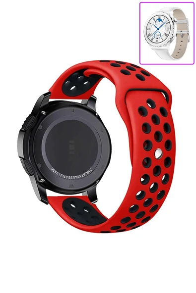 KRETON KRETON Huawei Watch Gt3 Pro 43mm Uyumlu Kordon Yumuşak Dokulu Delikli Desenli Silikon Kayış - Resim 7