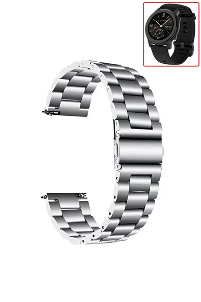 KRETON KRETON Amazfit GTR 42mm Uyumlu SİYAH Kordon Baklava Model Paslanmaz Çelik Kayış - Resim 8