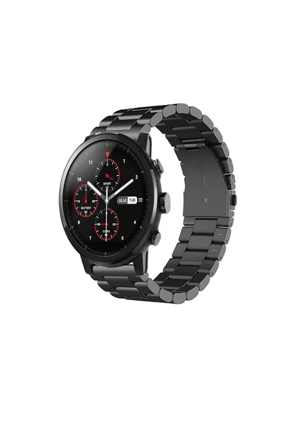 KRETON KRETON Amazfit Pace 2 Stratos Uyumlu GÜMÜŞ Kordon Klasik Baklava Model Paslanmaz Çelik Metal Kayış - Resim 7