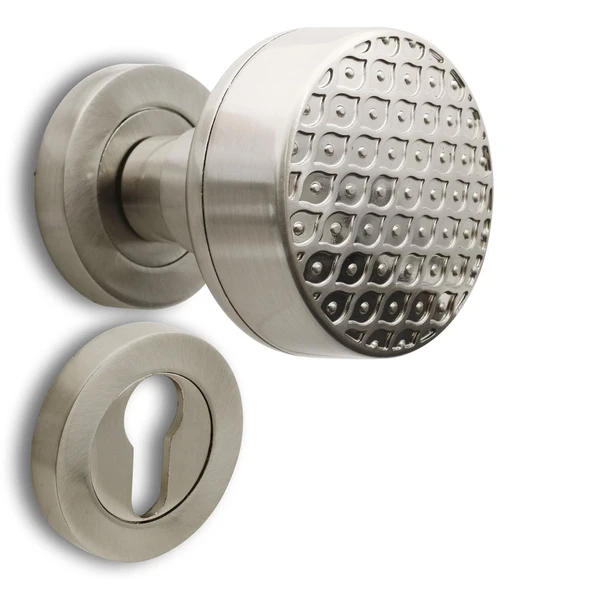 Kapı Tokmağı Topuzu Kolu Metal Tokmak Saten Kapı Kolu Yale Sağa Sola Uygun 1 Takım - Resim 6