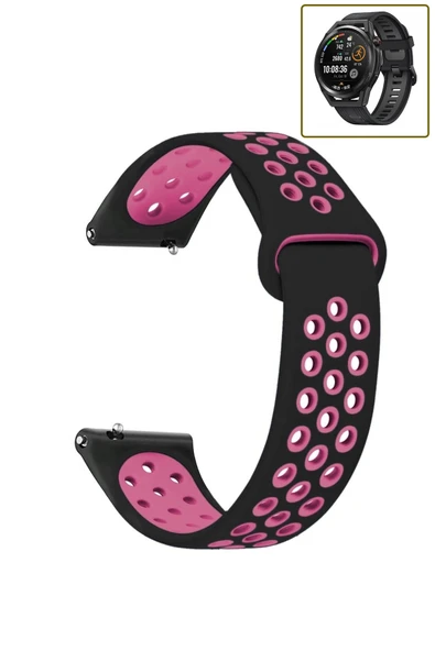 KRETON KRETON Huawei Watch Gt Runner Uyumlu Kordon Yumuşak Dokulu Delikli Desenli Silikon Kayış - Resim 5