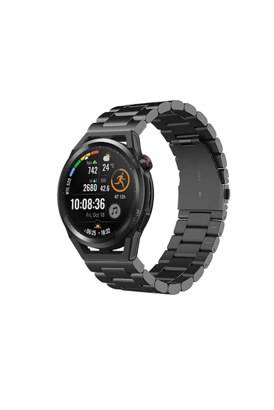 KRETON KRETON Huawei Watch Gt Runner Uyumlu SİYAH Kordon Klasik Baklava Model Paslanmaz Çelik Metal Kayış ürün görseli