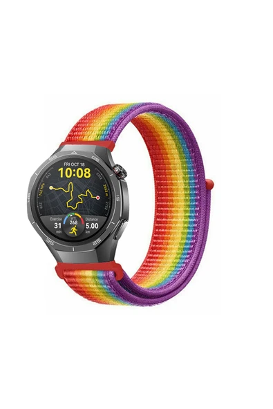 KRETON KRETON Huawei Watch GT5 PRO (46mm)  Uyumlu Spor Kumaş Desenli Cırt Cırtlı Kordon Kayış - Resim 3