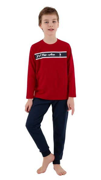 Us Polo Erkek Çocuk Kırmızı Uzun Kol Pijama Takım 2214 ürün görseli 1