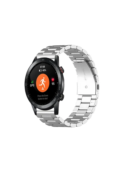 KRETON KRETON Honor Magic Watch 2 46mm Uyumlu GÜMÜŞ Kordon Klasik Baklava Model Paslanmaz Çelik Metal Kayış ürün görseli