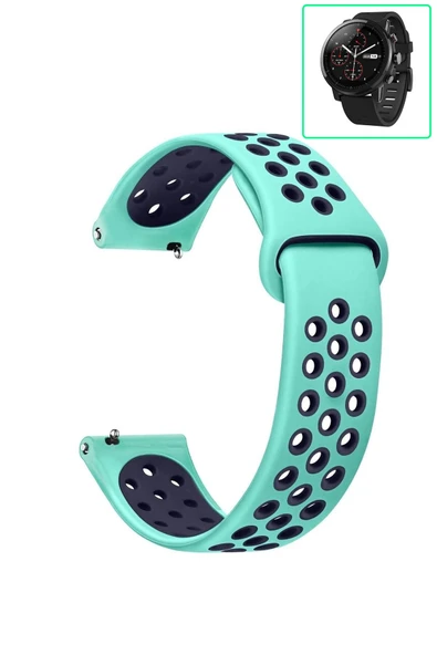 KRETON KRETON Amazfit Pace 2 Stratos Uyumlu Kordon Yumuşak Dokulu Delikli Desenli Silikon Kayış - Resim 4