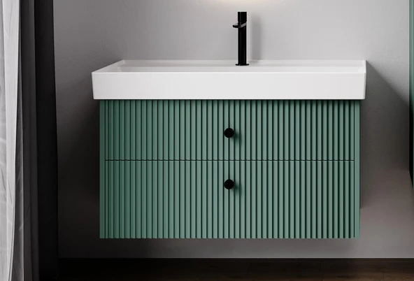 Denko Marsilya 100 cm (Beyoğlu Yeşil) Banyo Dolabı Takımı - Resim 2