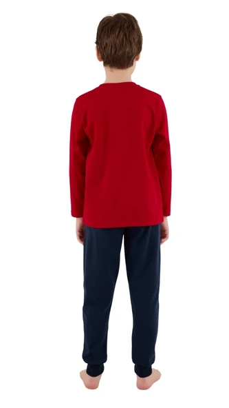 Us Polo Erkek Çocuk Kırmızı Uzun Kol Pijama Takım 2214 - Resim 3