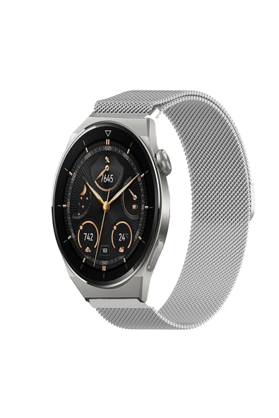 KRETON KRETON Huawei Watch Gt3 Pro 46mm Uyumlu Kordon Hasır Metal Örgü Tarz Mıknatıslı Milano Kayış - Resim 3