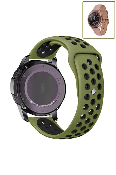 KRETON KRETON Samsung Galaxy Watch 3 41mm Uyumlu Kordon Yumuşak Dokulu Delikli Desenli Silikon Kayış - Resim 6