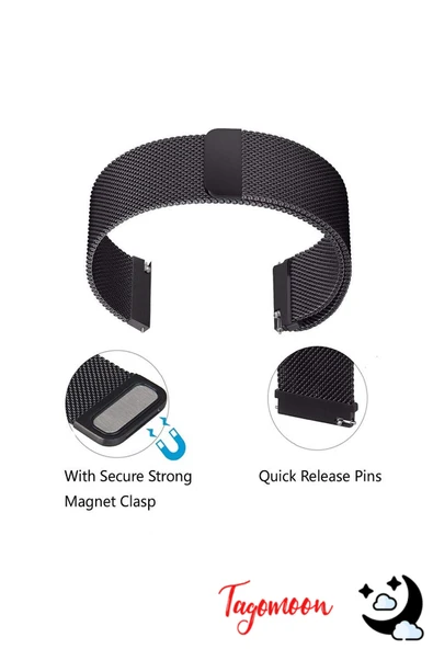 KRETON KRETON Garmin Forerunner 55 Uyumlu Kordon Hasır Metal Örgü Tarz Mıknatıslı Milano Kayış - Resim 7