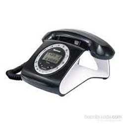 Multitek Retro Özel Tasarımlı Kablolu Siyah-Kırmızı-Gri-Turuncu-Beyaz Masa Üstü Telefon - Resim 3