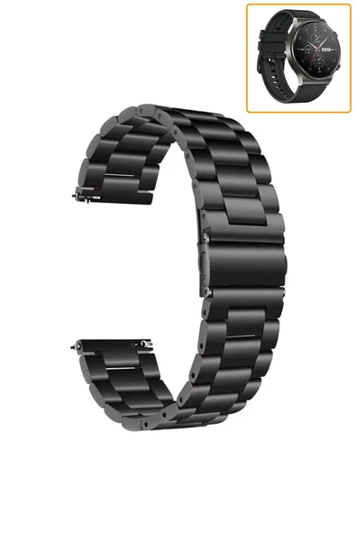 KRETON KRETON Huawei Watch Gt2 Pro Uyumlu GÜMÜŞ Kordon Klasik Baklava Model Paslanmaz Çelik Metal Kayış - 8