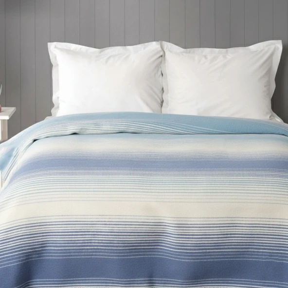 Karaca Home Fabia Indigo Çift Kişilik Pamuk Battaniye (Mavi-Beyaz)