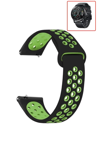 KRETON KRETON Honor Magic Watch 2 46mm Uyumlu Kordon Yumuşak Dokulu Delikli Desenli Silikon Kayış - Resim 5