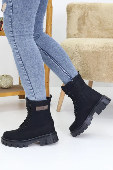 Emax Kadın Bağcıklı Fermuarlı Kahverengi Detaylı Kalın Taban Postal Bot Kışlık Su Geçirmez ürün görseli