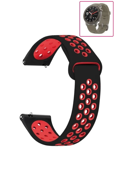 KRETON KRETON Amazfit GTR 47mm Uyumlu Kordon Yumuşak Dokulu Delikli Desenli Silikon Kayış - Resim 9