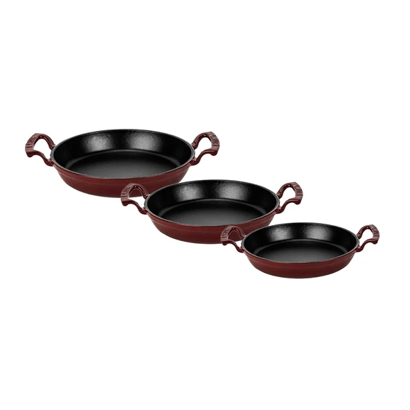 Lava Döküm Bordo 3’lü Sahan Seti (16-20-24 cm) – Şef Kalitesinde Lezzet ve Şıklık Bir Arada-Bordo ürün görseli