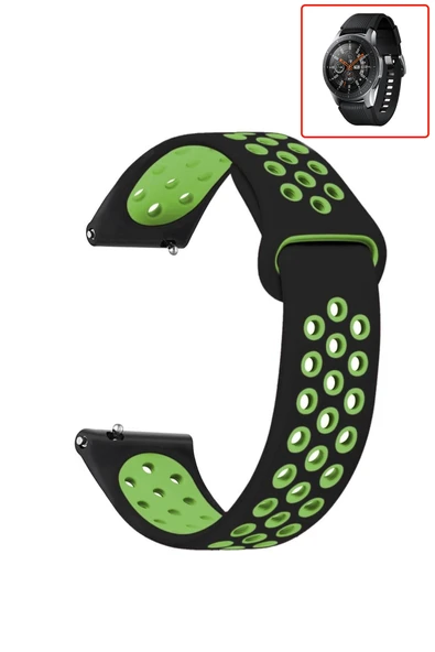 KRETON KRETON Samsung Galaxy Watch 46mm Uyumlu Kordon Yumuşak Dokulu Delikli Desenli Silikon Kayış - Resim 2