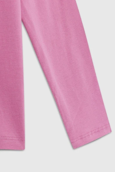 United Colors of Benetton Kız Çocuk BNT-G23332 Uzun Kollu Tshirt Gül Kurusu - 4